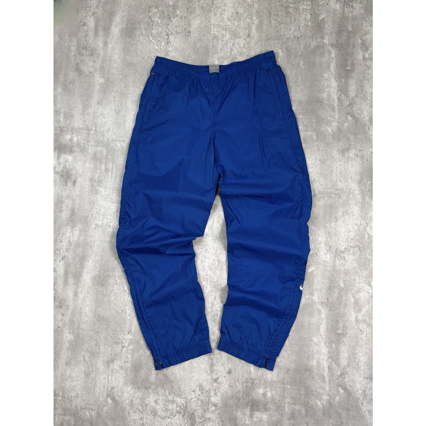 Vintage 2000s Nike Embroidered Swoosh Nylon Track Pants Size Small Blue