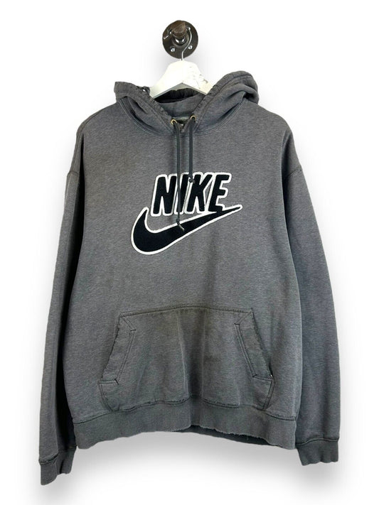 Vintage Y2K Nike Embroidered Logo Pullover Hooded Sweatshirt Size XL Gray