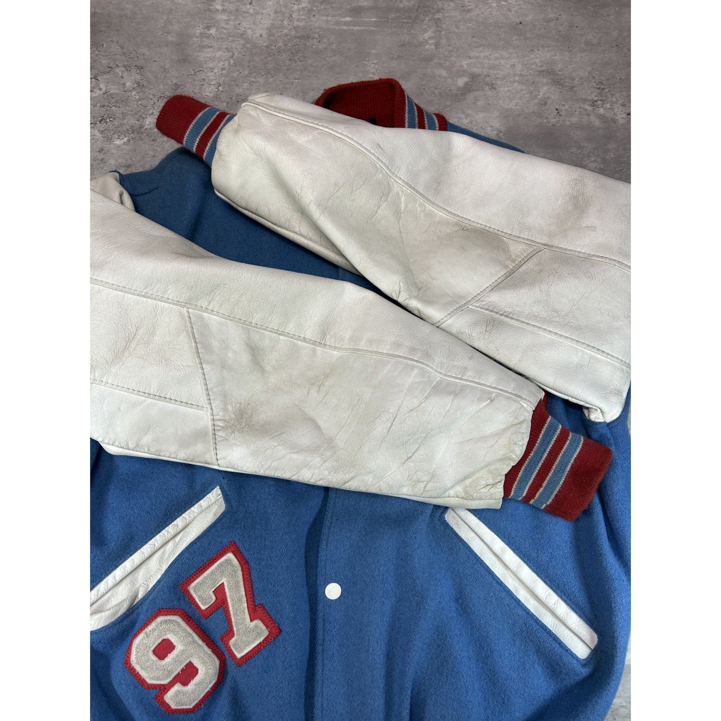 Vintage 80s/90s Eastwood Varsity Embroidered Patches Varsity Jacket Size LT