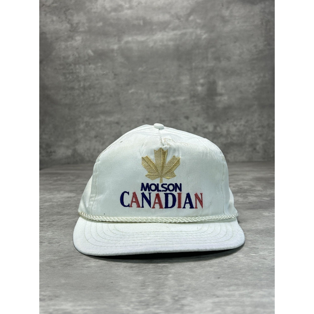 Vintage 90s Molson Canadian Embroidered Spellout Beer Promo Snapback Hat OSFA