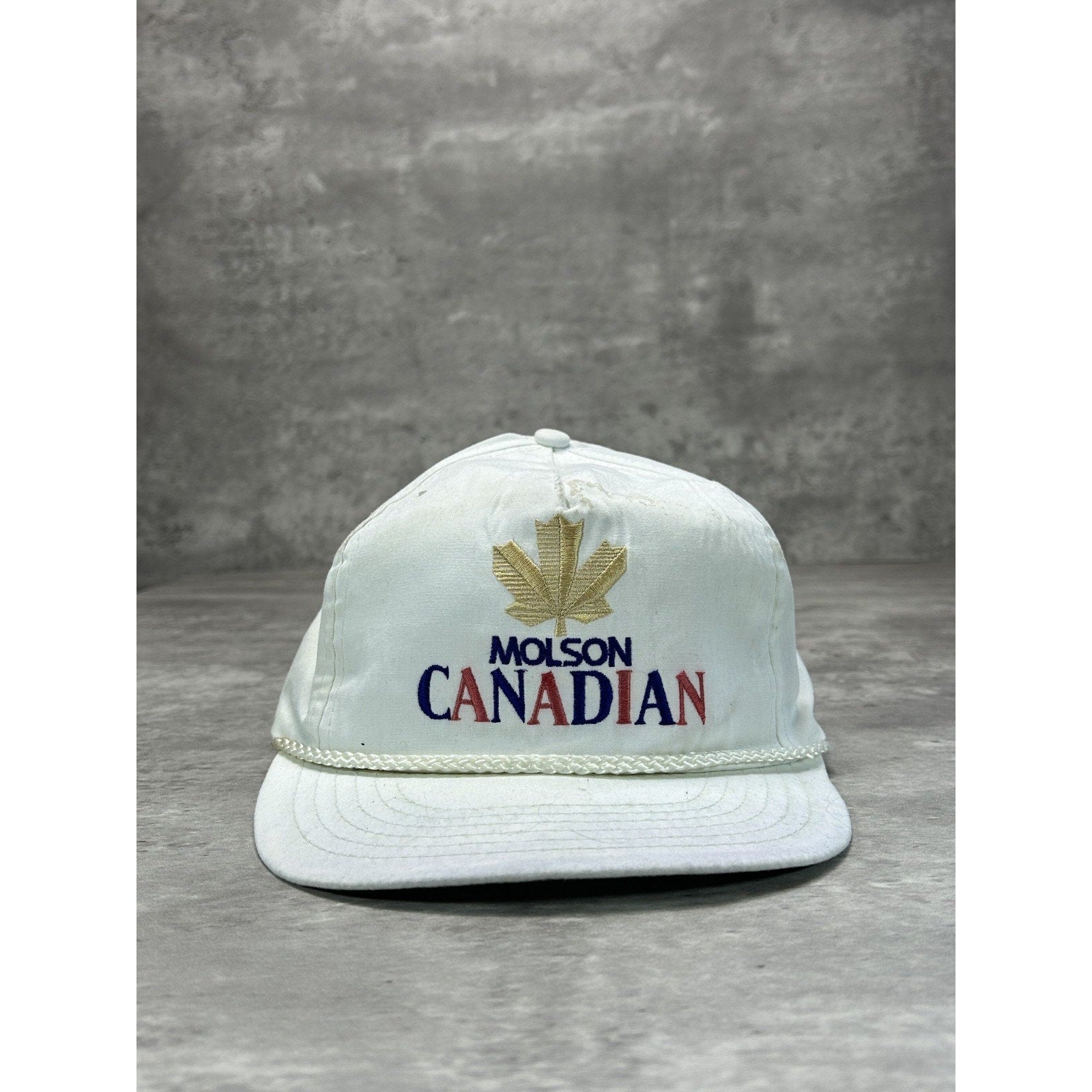 Vintage 90s Molson Canadian Embroidered Spellout Beer Promo Snapback Hat OSFA