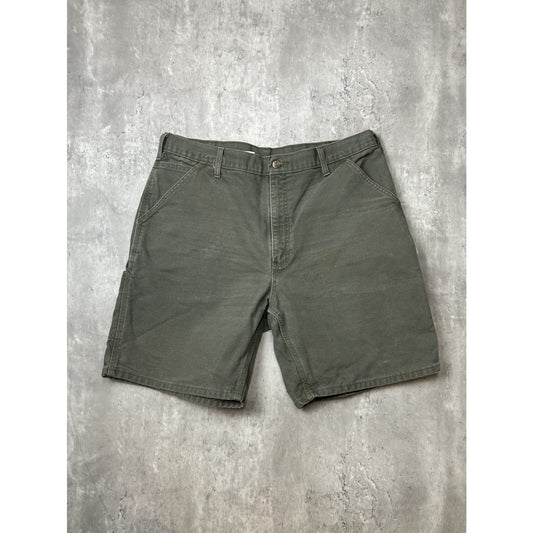 Vintage Carhartt Original Fit Canvas Workwear Carpenter Shorts Size 37 Green