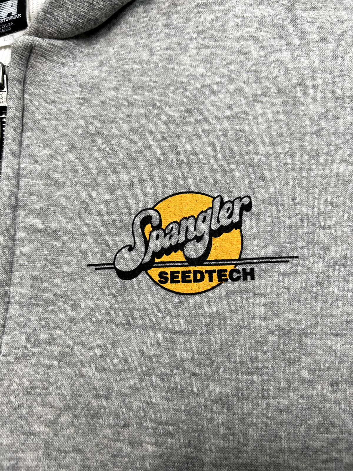 Vintage 80s Spangler Seed Tech Thermal Lined Full Zip Hooded Sweatshirt Medium