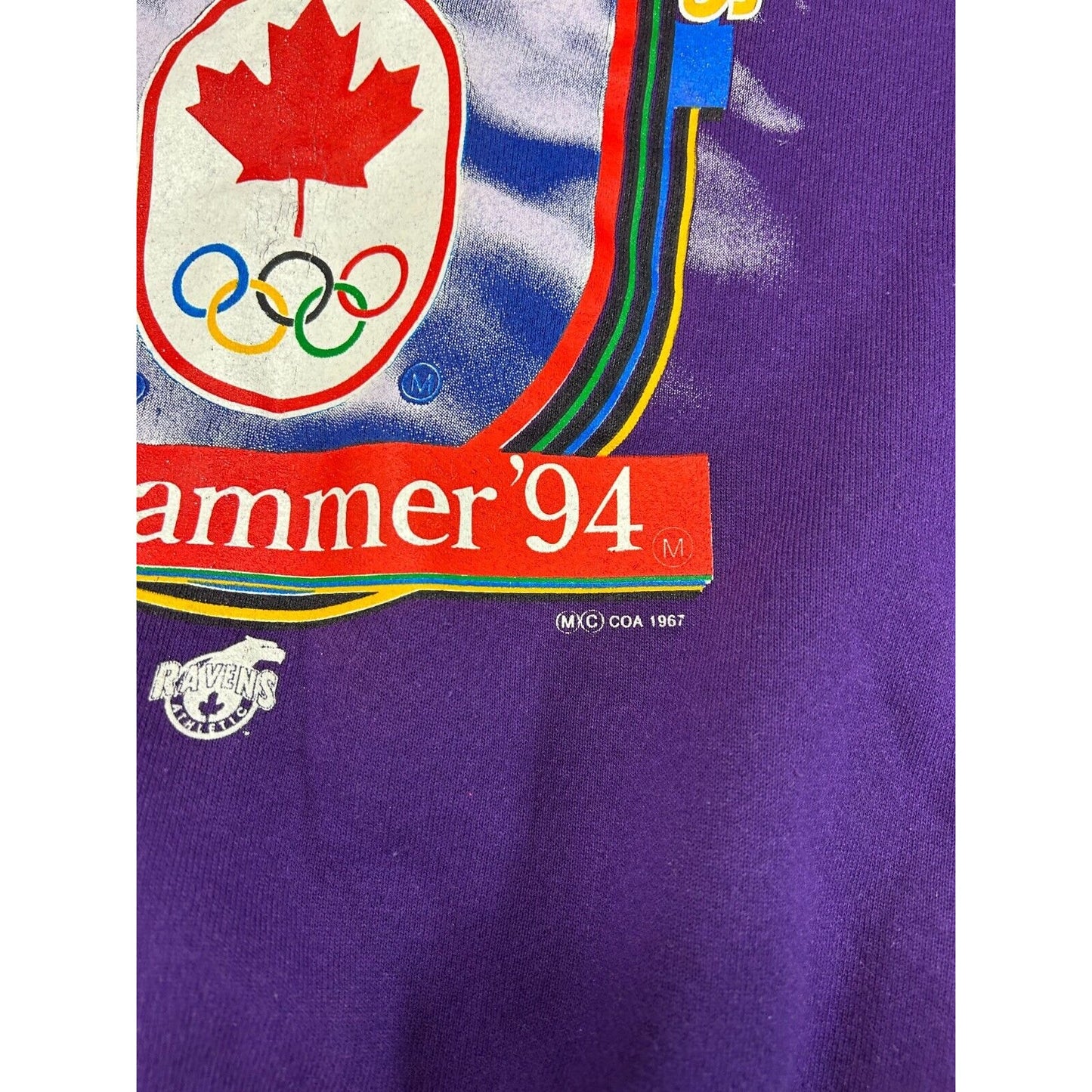 Vintage 1994 Lillehammer Winter Olympics Big Graphic Sweatshirt Size XL Purple