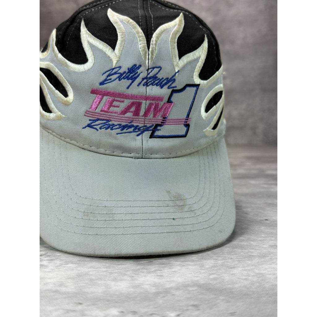 Vintage Billy Pauch Nascar Team 1 Racing Embroidered Flame Strapback Hat OSFA