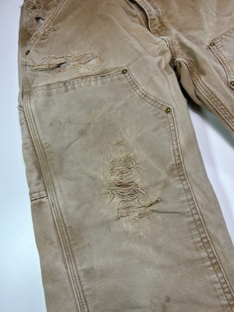 Distressed Carhartt Canvas Workwear Double Knee Pants Size 34W