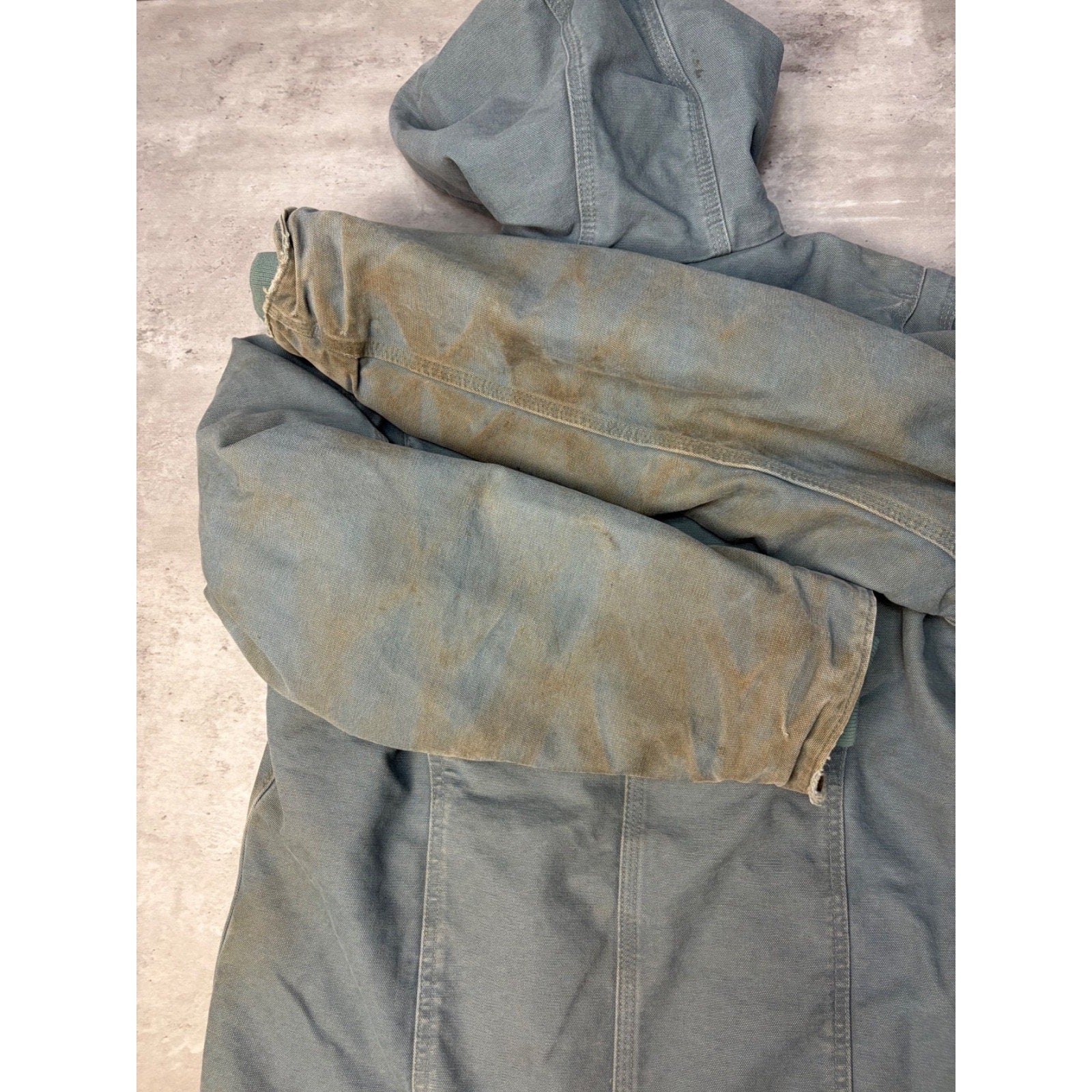 Vintage Womens Carhartt Sherpa Lined Full Zip Hooded Detroit Jacket Size Medium