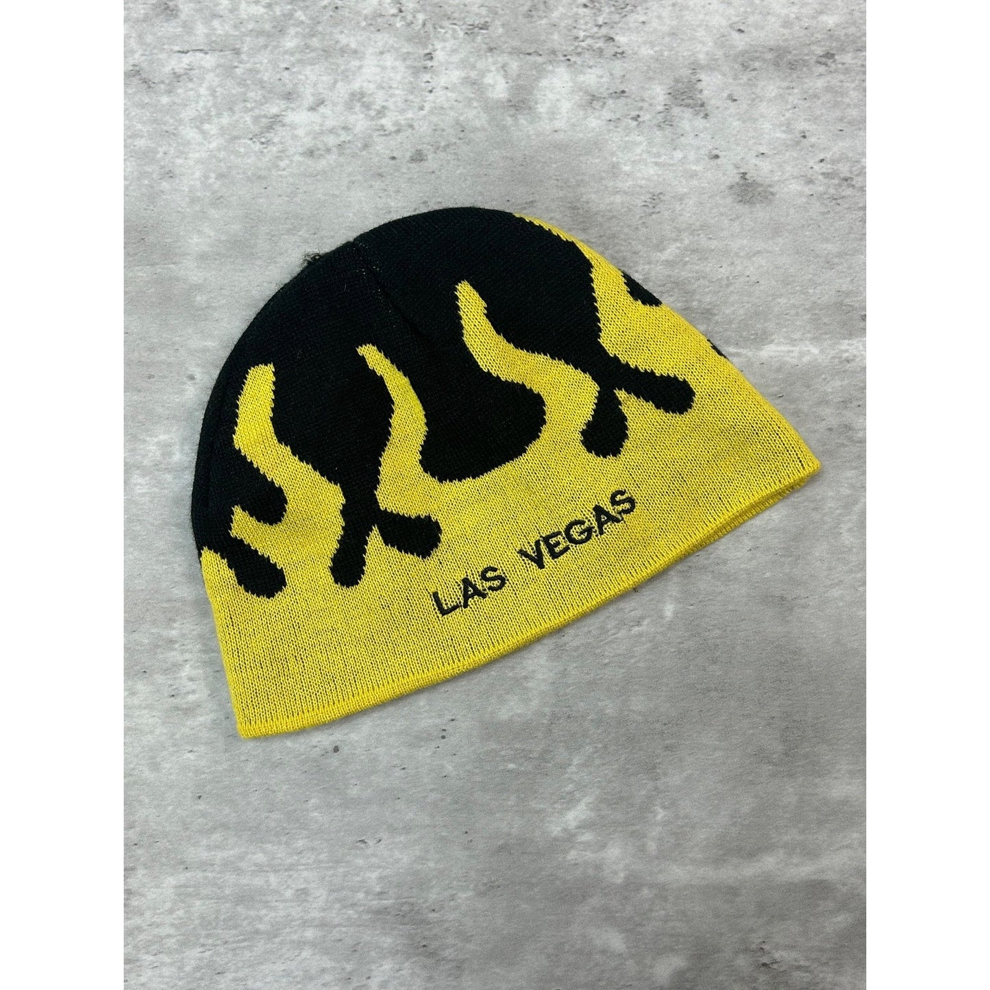 VTG 90s Harley Davidson Cafe Embroidered Spellout Flame Print Beanie Hat OSFA