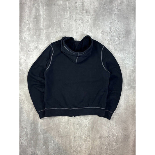 Vintage Womens Nike Embroidered Swoosh Full Zip Hooded Sweatshirt Size XL Black