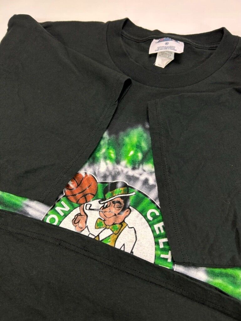 Vintage Boston Celtics NBA Tye Dye Graphic Basketball T-Shirt Size XL Black