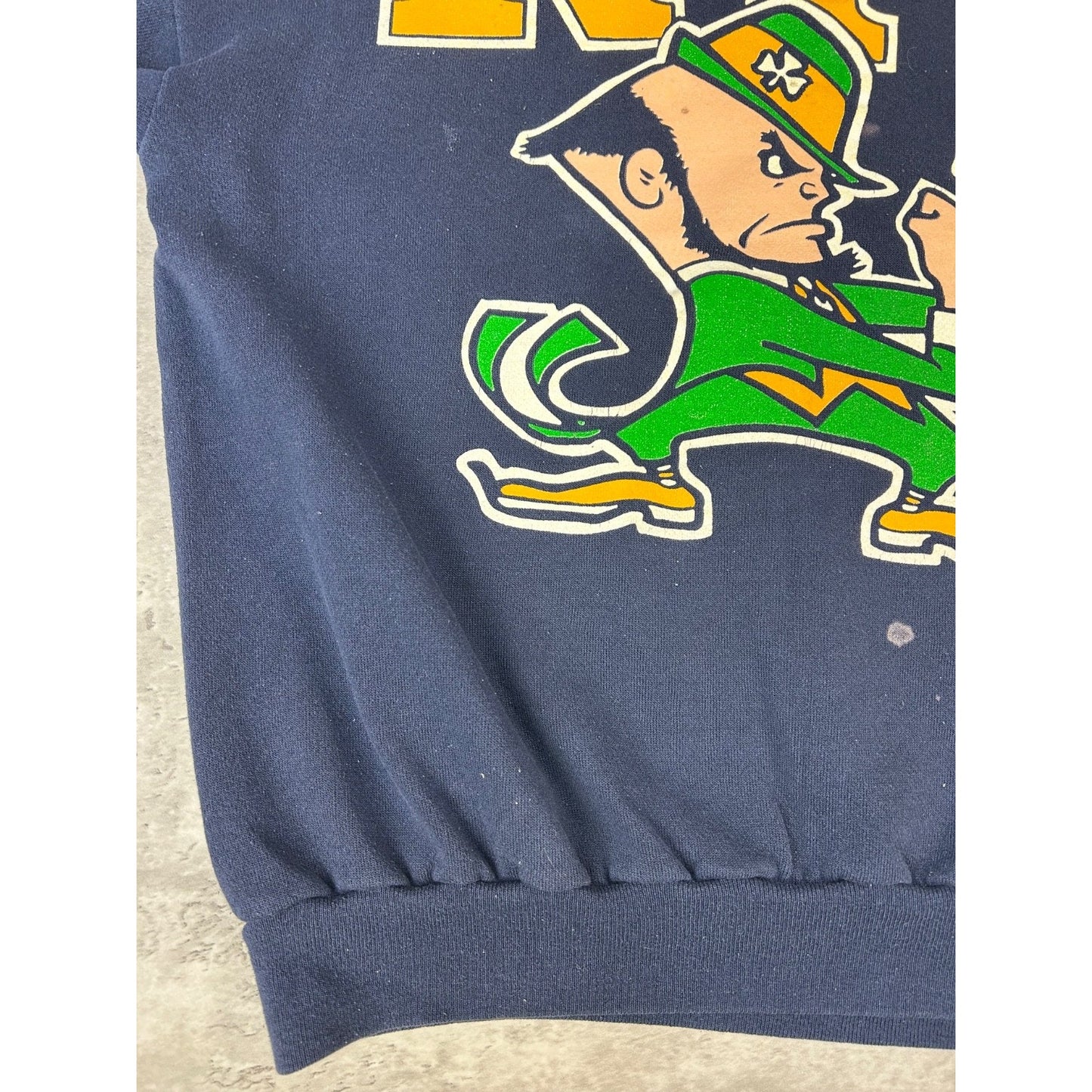Vintage 90s Notre Dame Fighting Irish NCAA Arm To Arm Spellout Sweatshirt Sz 2XL