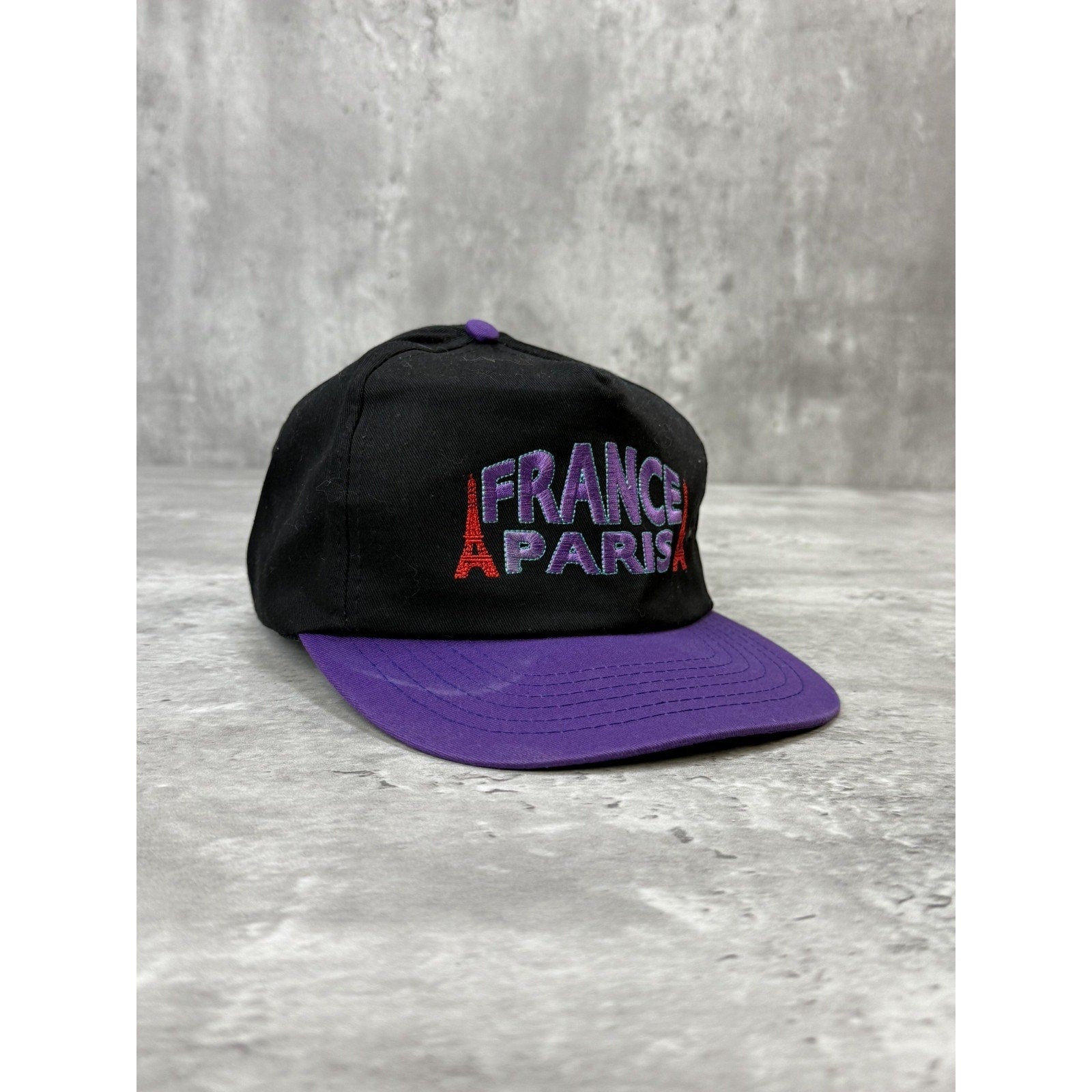 Vintage 90s Paris France Embroidered Spellout Destination Snapback Hat OSFA
