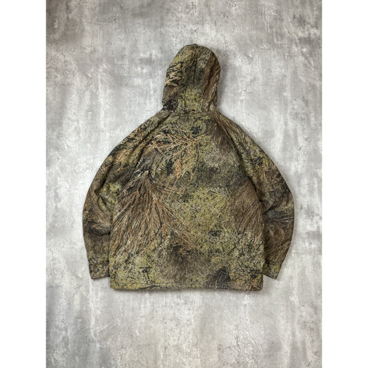 Vintage Mossy Oak Brush Tree Camo Full Zip Hooded Hunting Jacket Size Medium