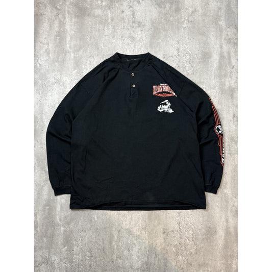 Vintage The Iron Horse Train Graphic Long Sleeve T-Shirt Size XL Black