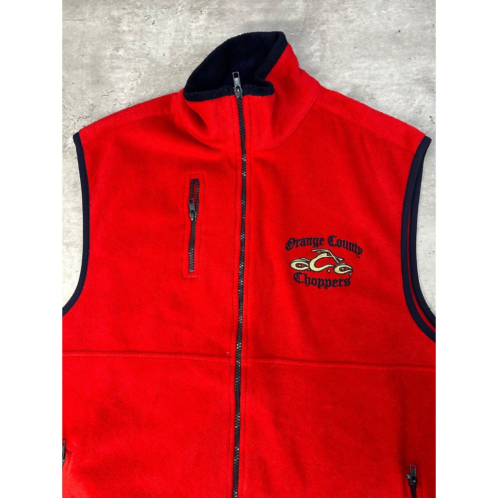 Vintage Orange County Choppers Embroidered Logo Fleece Sweatshirt Vest Sz Large
