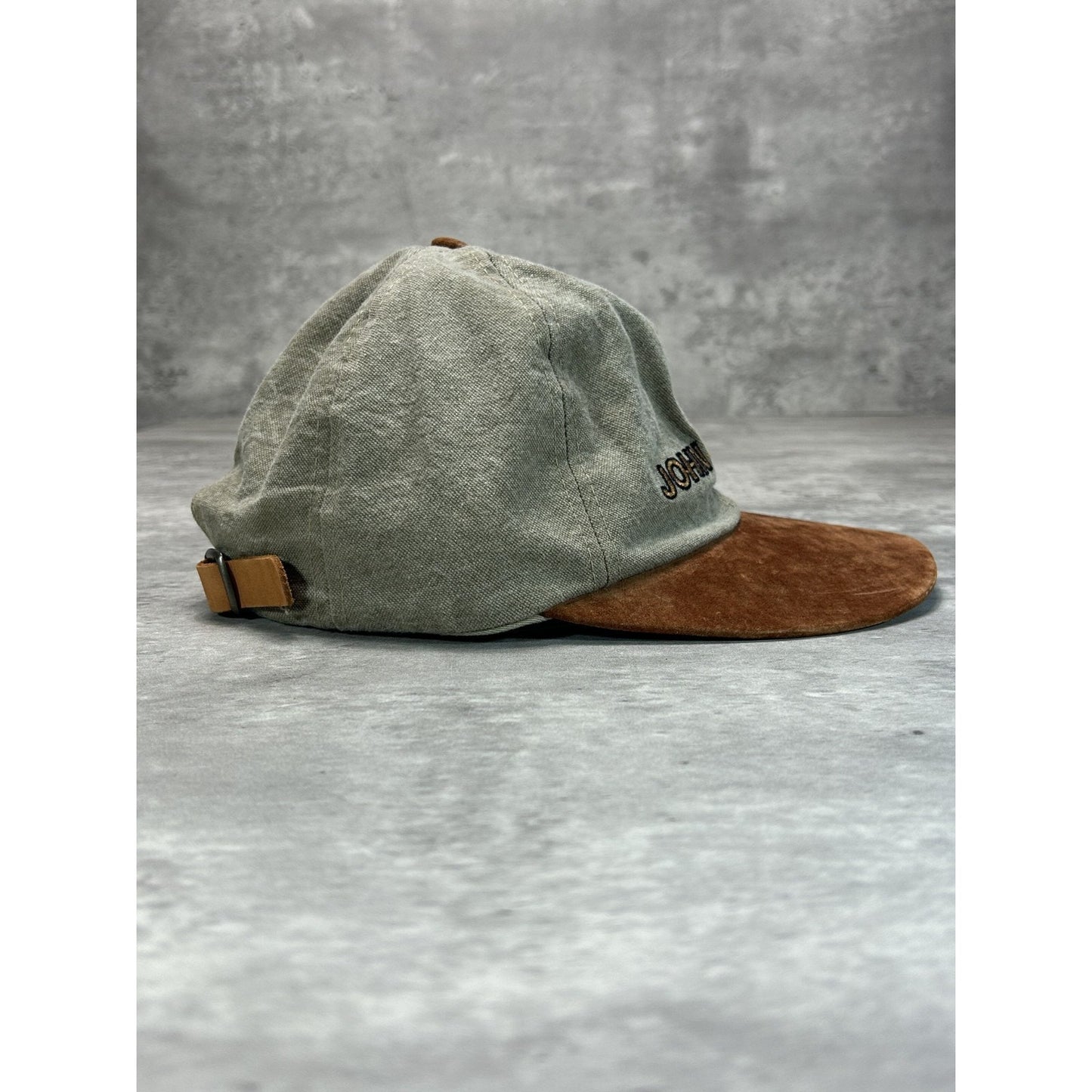 Vintage 90s John Deere Tractors Embroidered Spellout Strapback Hat OSFA