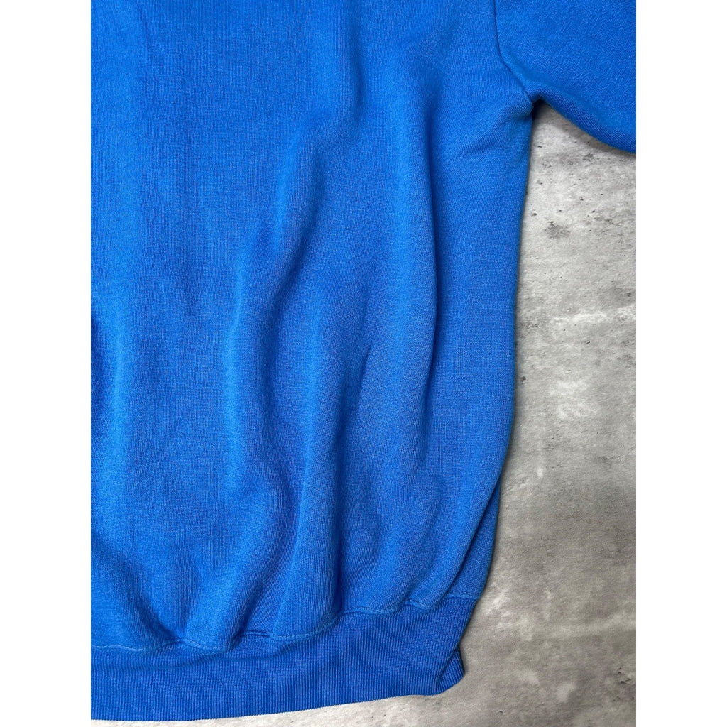 Vintage 80s Full Zip Hooded Blank Blue Sweatshirt Size Large