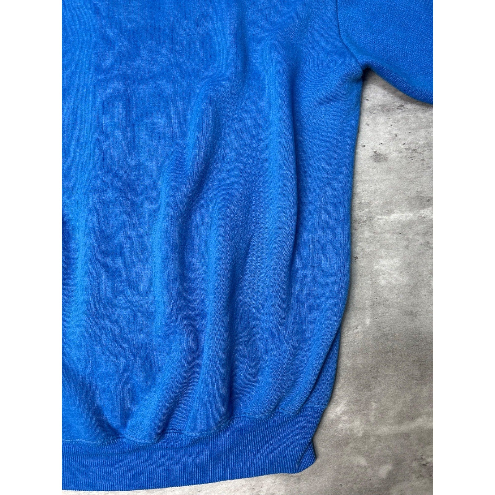Vintage 80s Full Zip Hooded Blank Blue Sweatshirt Size Large