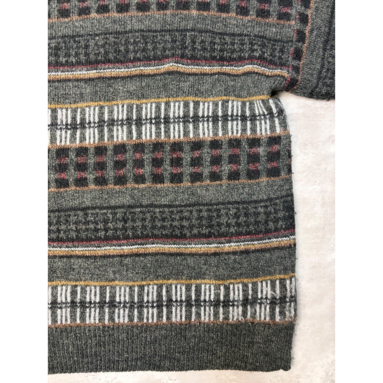 Vintage 80s/90s Etchings Abstract Striped Print Pullover Knit Sweater Size Large
