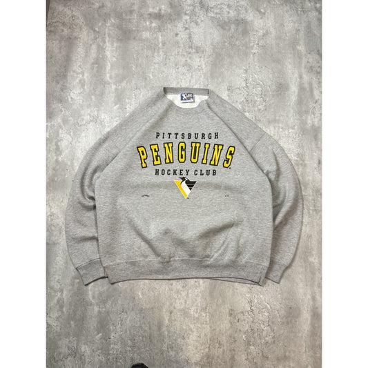 Vintage 90s Pittsburgh Penguins NHL Graphic Spellout Hockey Sweatshirt Size XL