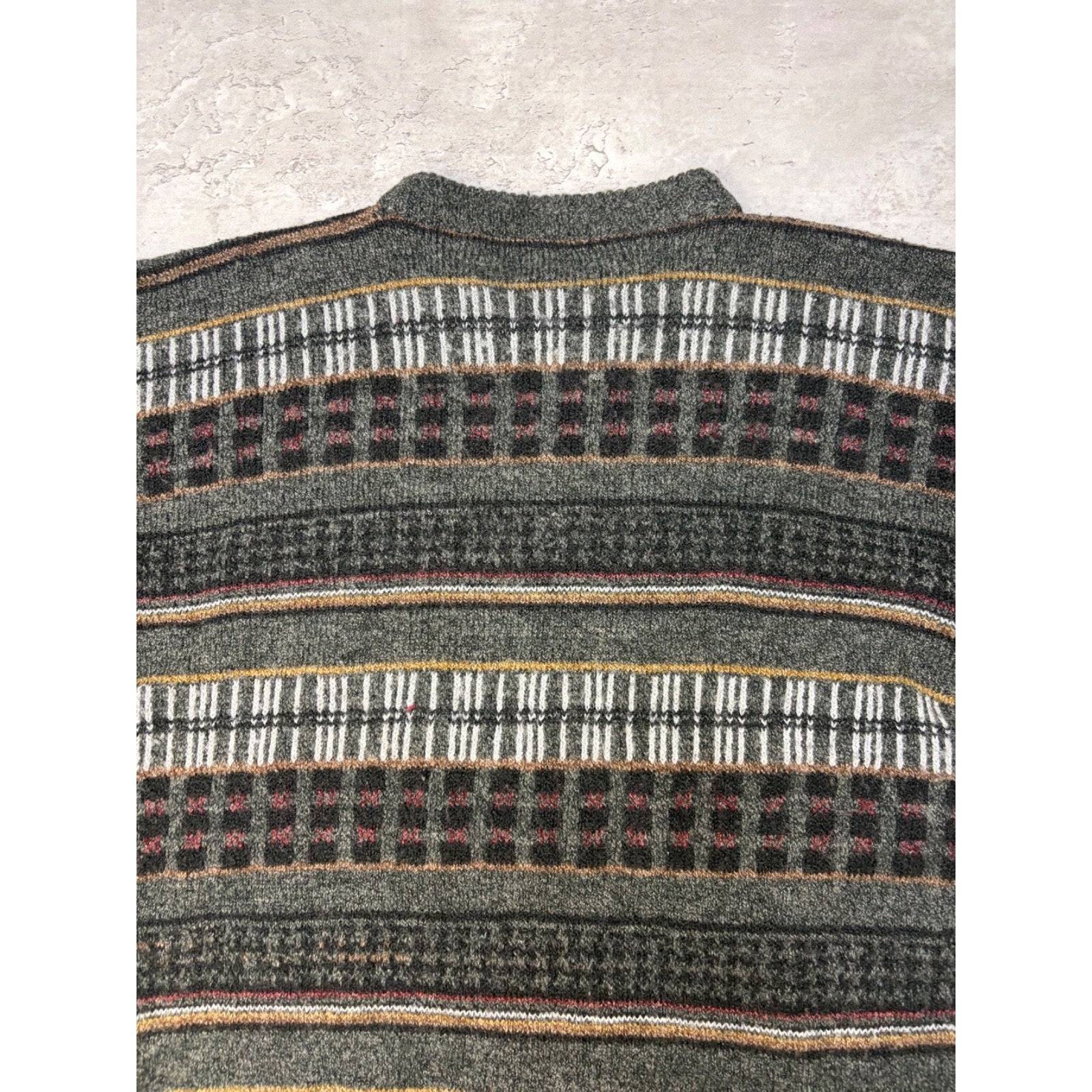 Vintage 80s/90s Etchings Abstract Striped Print Pullover Knit Sweater Size Large