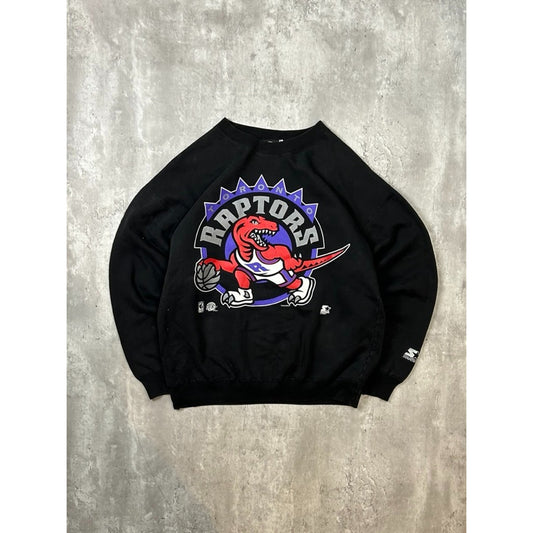 Vintage 90s Toronto Raptors NBA Big Graphic Starter Sweatshirt Size Large Black