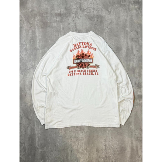 Vintage Harley Davidson Bald Eagle Graphic Flame Sleeve T-Shirt Size XL