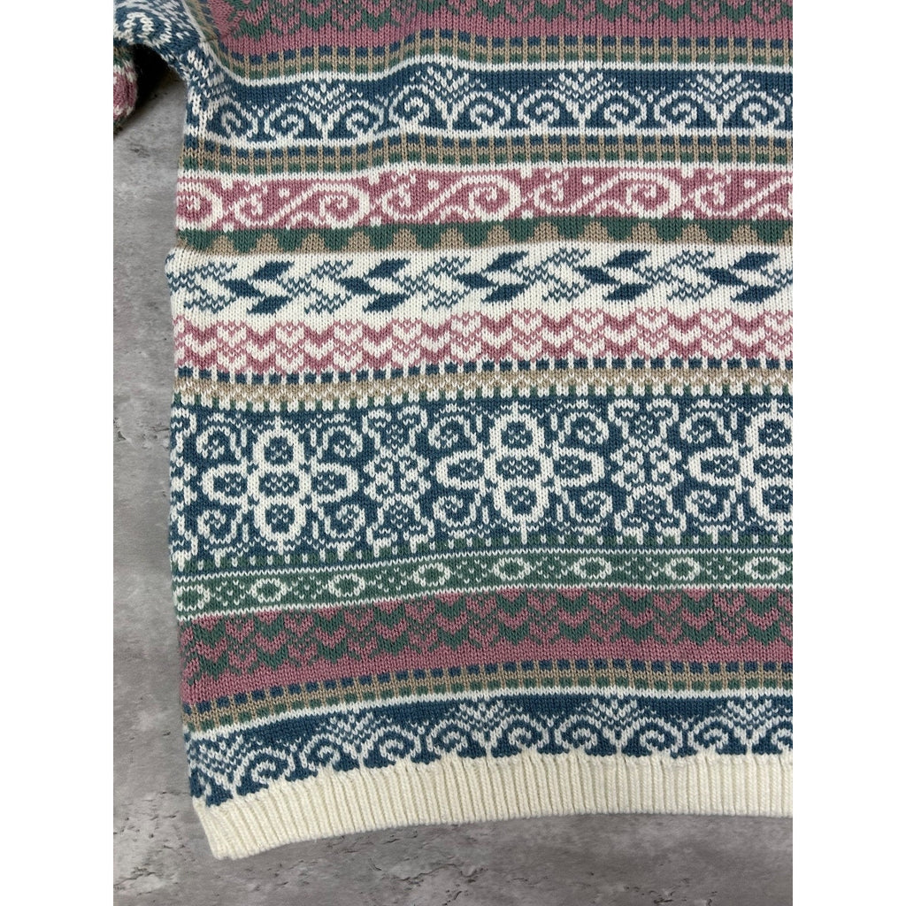 Vintage 90s Women's Alfred Dunner Abstract Striped Collared Knit Sweater Large