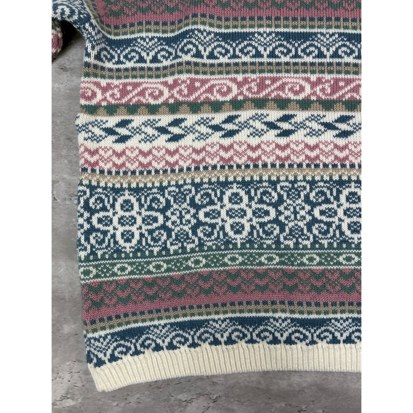 Vintage 90s Women's Alfred Dunner Abstract Striped Collared Knit Sweater Large