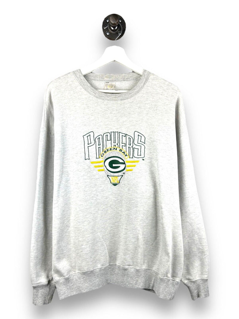 Vintage 90s Green Bay Packers Embroidered Spell Out NFL Sweatshirt Size XL Gray