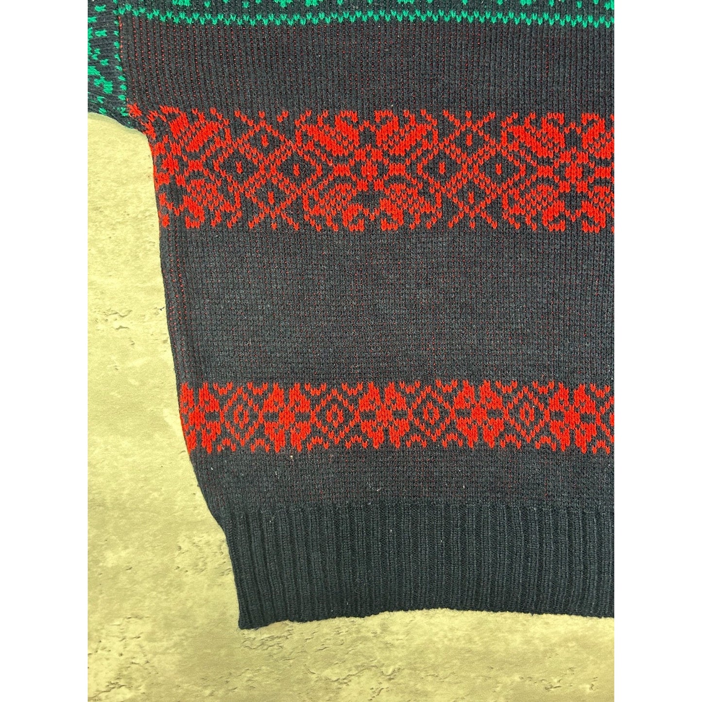 Vintage 90s Code Identification Abstract Striped Reindeer Knit Sweater Sz Large