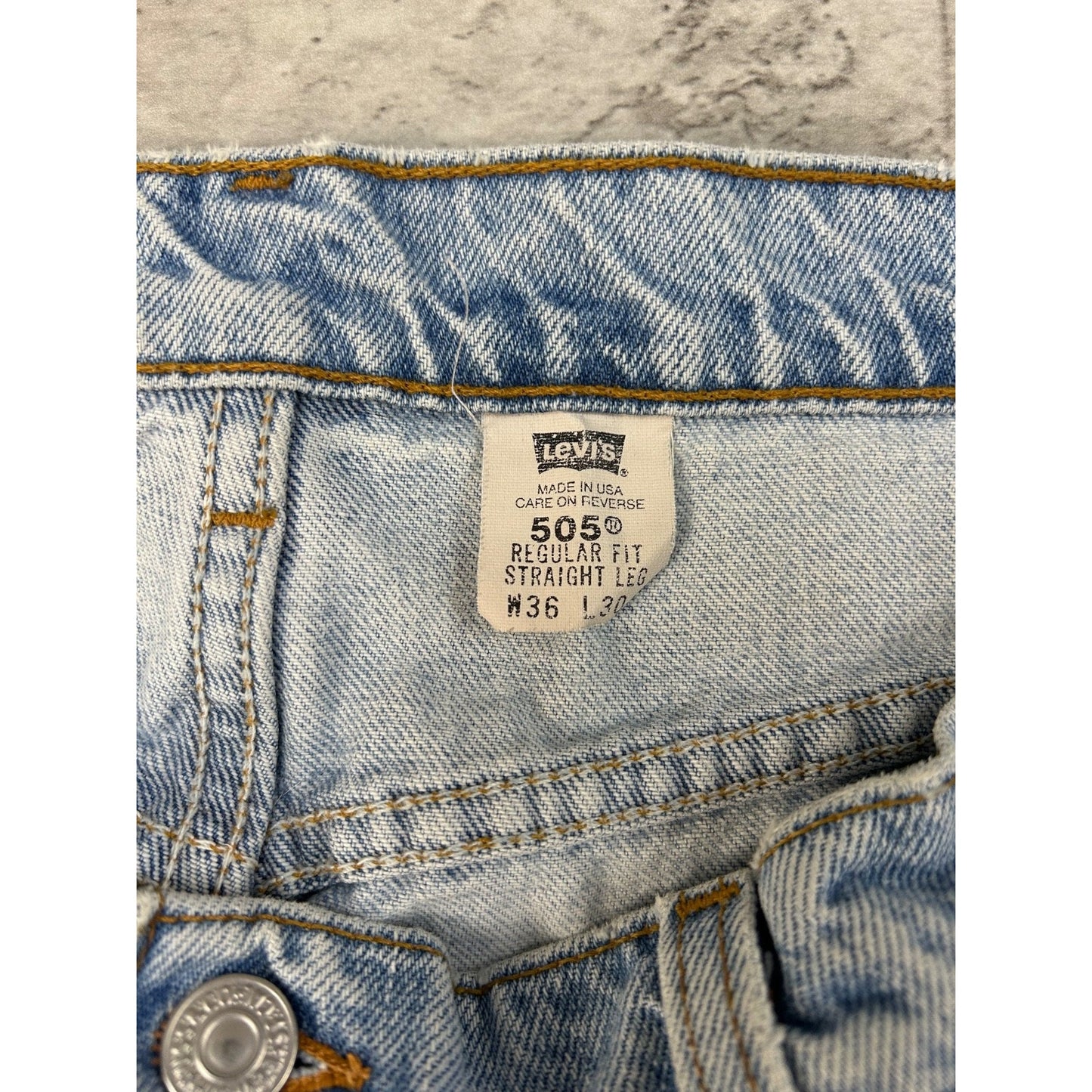 Vintage 90s Levis 505 Red Tab Straight Fit Light Wash Denim Pants Size 35