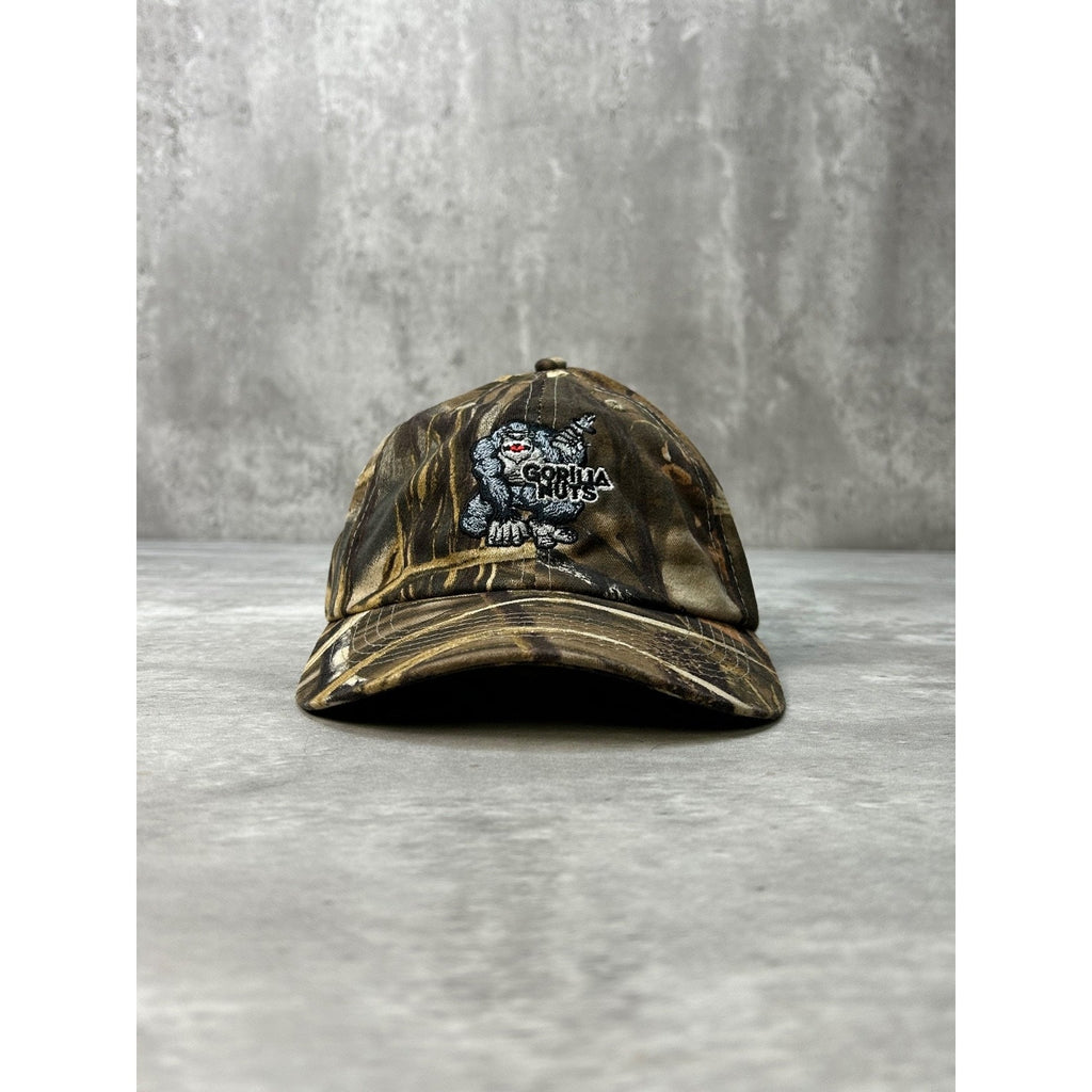 Vintage Gorilla Nuts Embroidered Logo Hunting Camo Strapback Hat OSFA