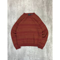Vintage Izod Jeans Abstract Striped Pullover Knit Sweater Size Large Red