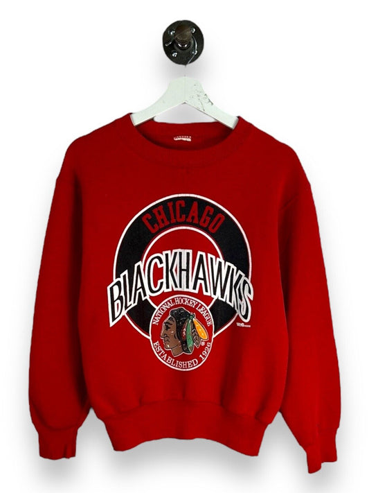 Vintage 80s/90s Chicago Blackhawks NHL Spellout Logo Sweatshirt Size Small