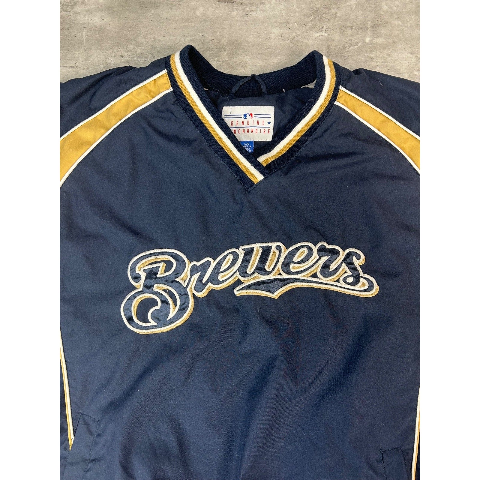 Vintage Milwaukee Brewers MLB Embroidered Pullover Baseball Jacket Size Large