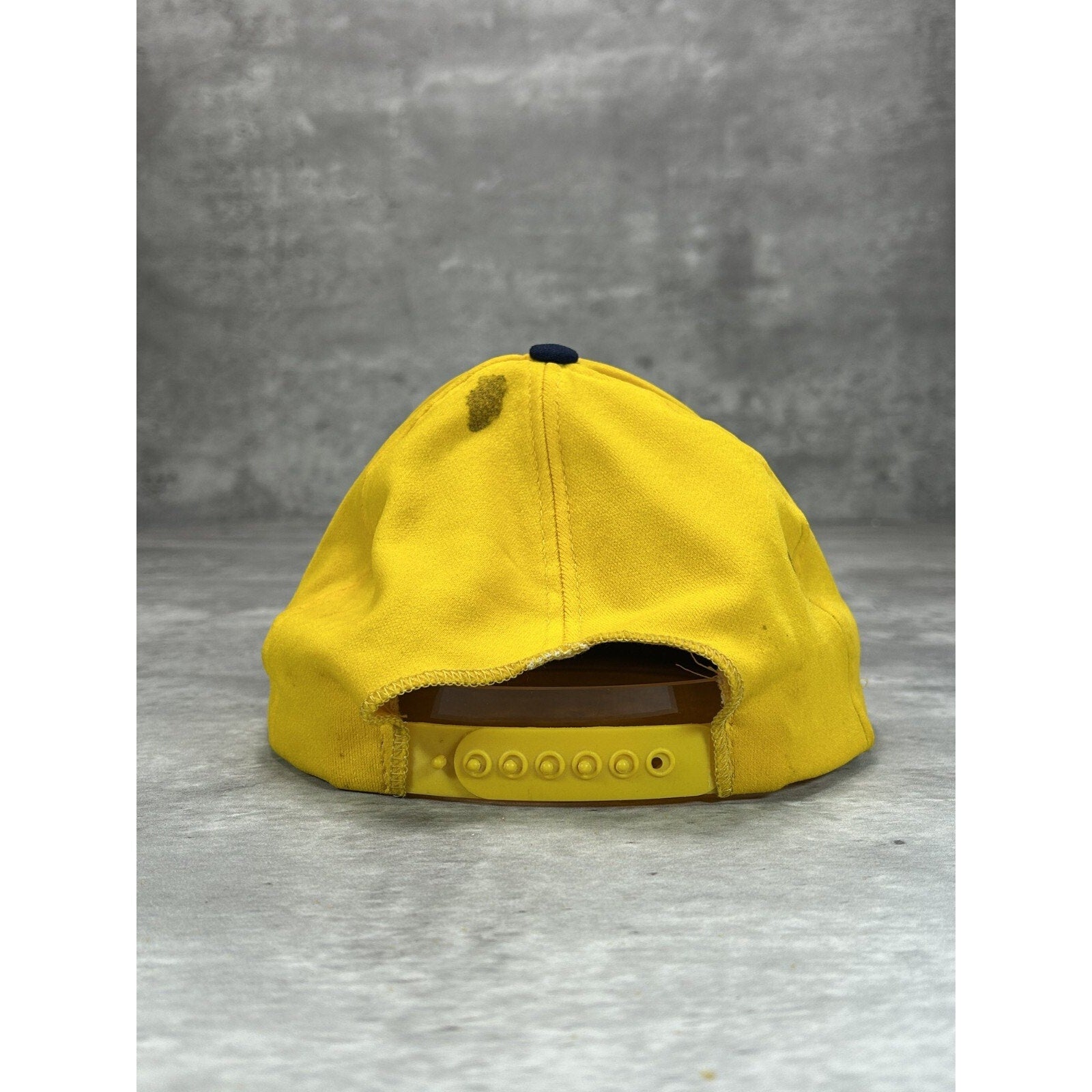 Vintage 1980s Embroidered S Two Tone Snapback Hat OSFA Yellow/Navy Blue