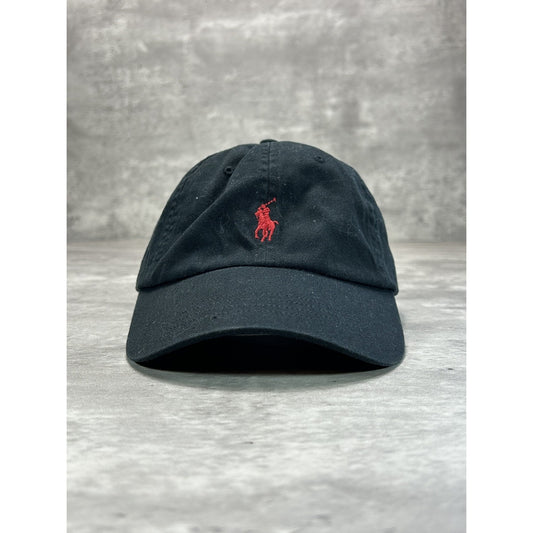 Vintage Polo Ralph Lauren Embroidered Pony Strapback Hat OSFA Black