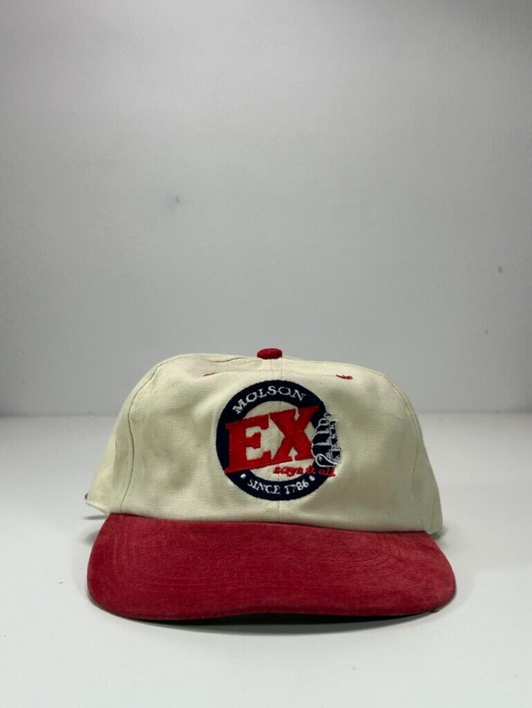 Vintage Molson Exports Embroidered Logo Strapback Hat OSFA