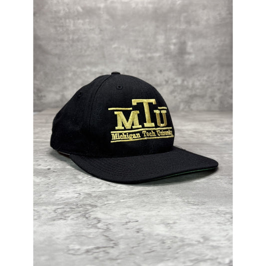 Vintage 90s Michigan Tech University NCAA Embroidered Spellout Snapback Hat OSFA