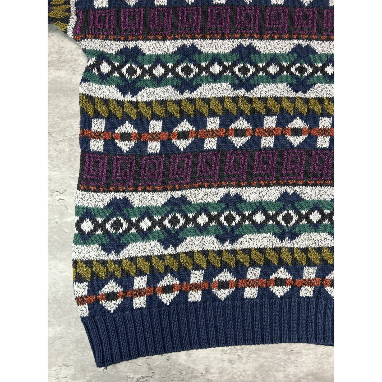 Vintage 80s/90s Etchings Abstract Striped Pullover Knit Sweater Size Large