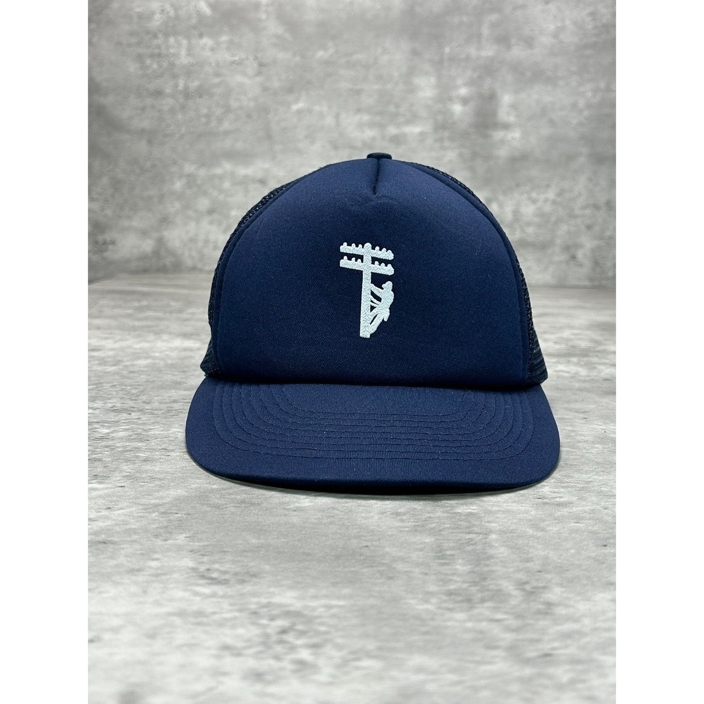 Vintage 80s/90s Telephone Pole Electrician Graphic Trucker Snapback Hat OSFA