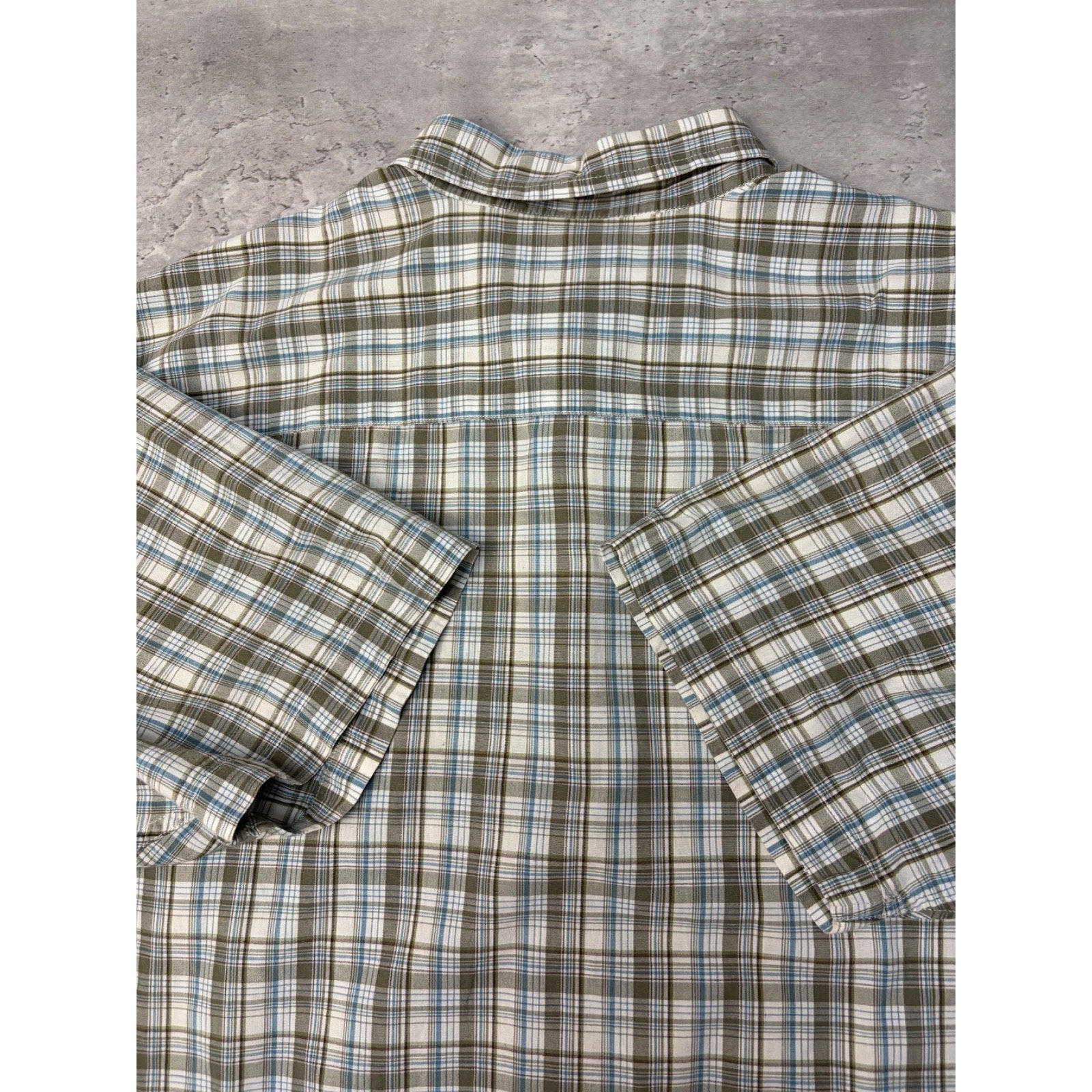 Vintage Nautica Single Pocket Plaid Cropped Button Up Shirt Size XL