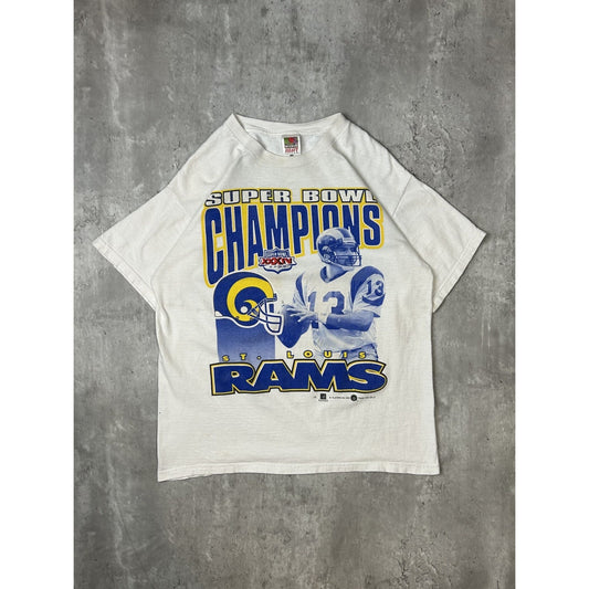 Vintage 2000 St Louis Rams NFL Super Bowl Champs T-Shirt Size Large White