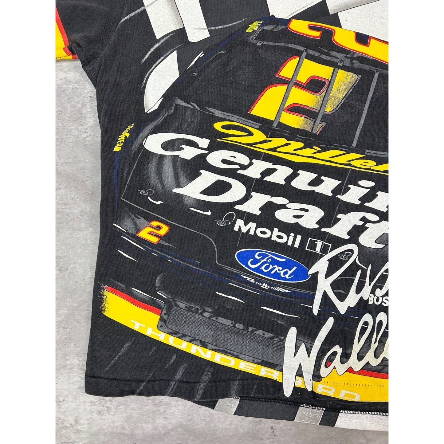 Vintage 90s Rusty Wallace #2 Nascar All Over Print Racing T-Shirt Size Medium