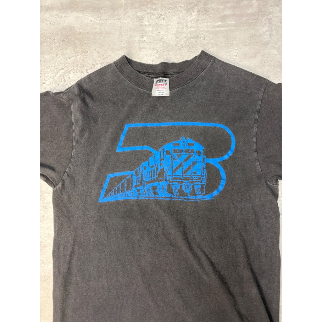 Vintage 90s Train Graphic T-Shirt Size Large