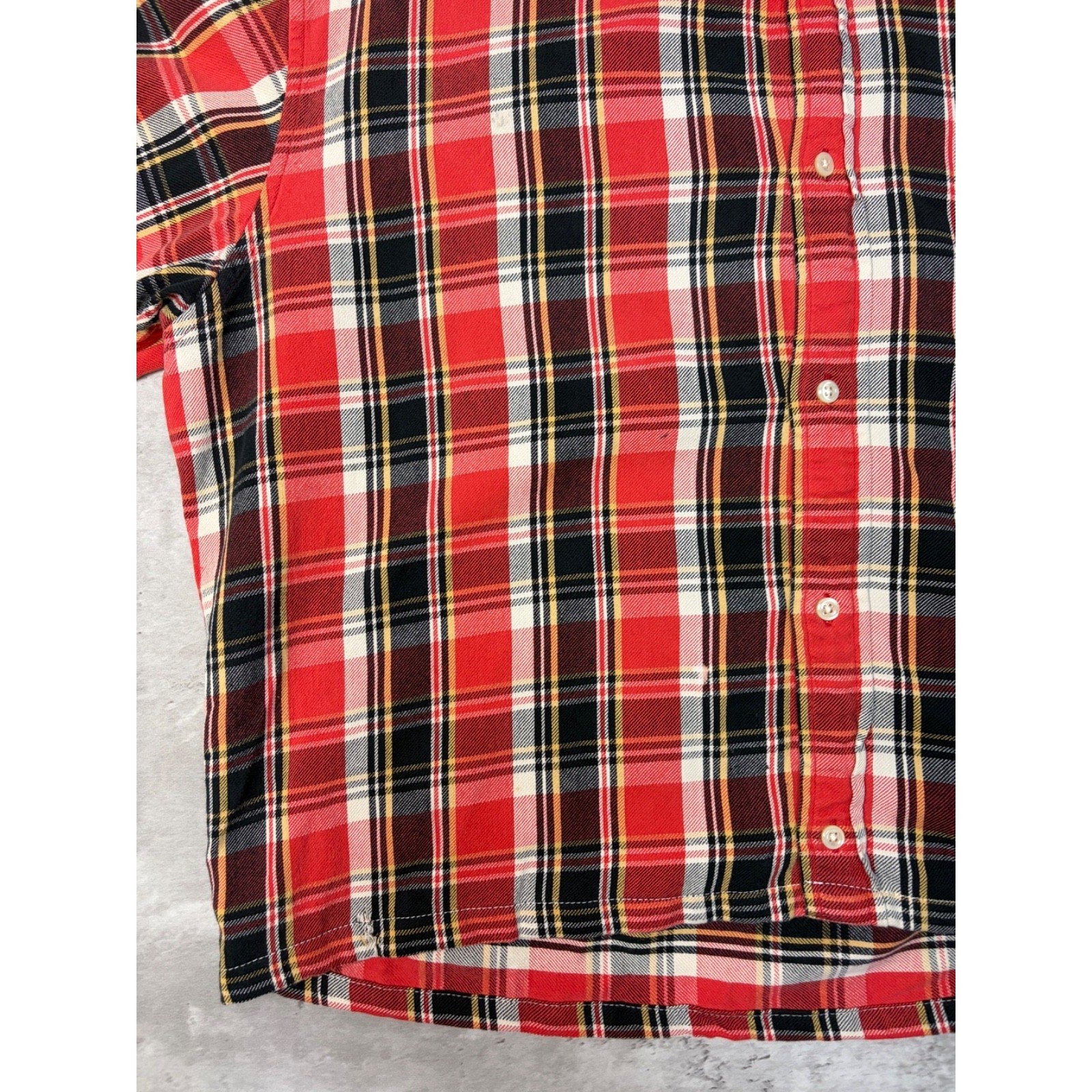 Vintage Polo Ralph Lauren Single Pocket Plaid Cropped Button Up Shirt Size XL