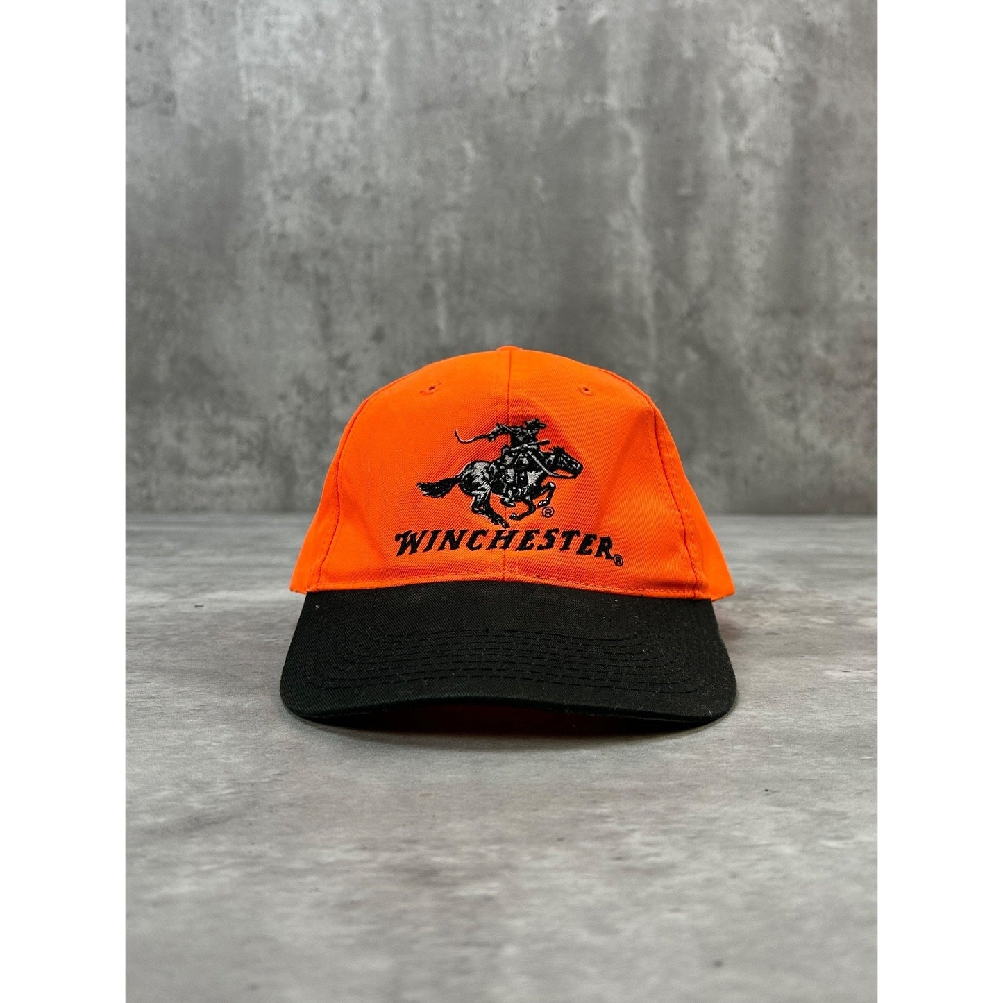 Vintage 90s Winchester Embroidered Spellout Strapback Hat OSFA Orange