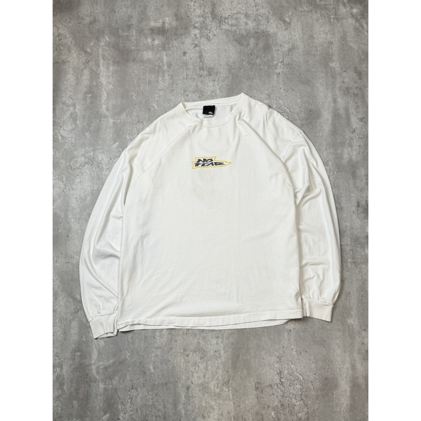 Vintage 2000s No Fear Graphic Spellout Long Sleeve T-Shirt Size XL White