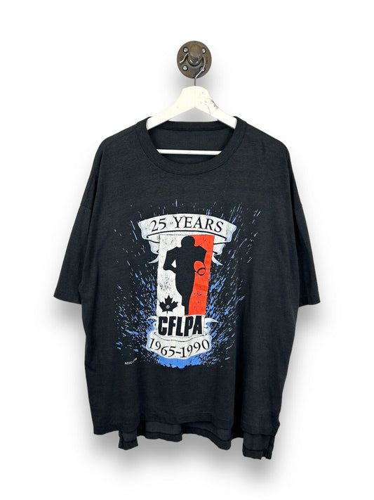 Vintage 1990 25 Year Anniversary CFLPA Football Graphic T-Shirt Size 2XL 90s
